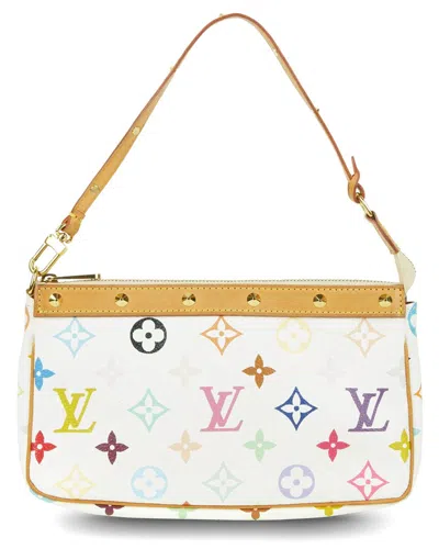 Pre-owned Louis Vuitton White Monogram Multicolor Coated Canvas Pochette Accessoires (authentic Pre-loved)
