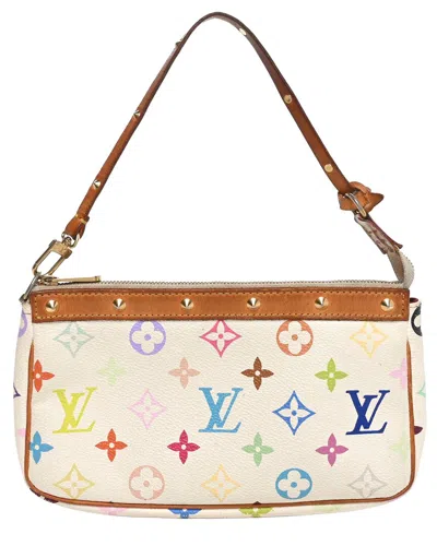 Pre-owned Louis Vuitton White Monogram Multicolor Coated Canvas Pochette Accessoires  (authentic Pre-loved)