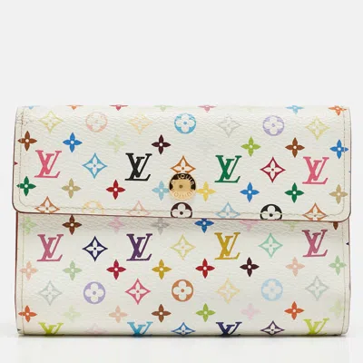 Pre-owned Louis Vuitton White Monogram Multicolore Canvas Alexandra Wallet