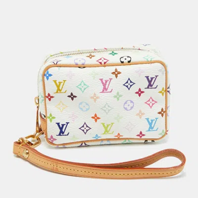 Pre-owned Louis Vuitton White Monogram Multicolore Canvas Wapity Pouch