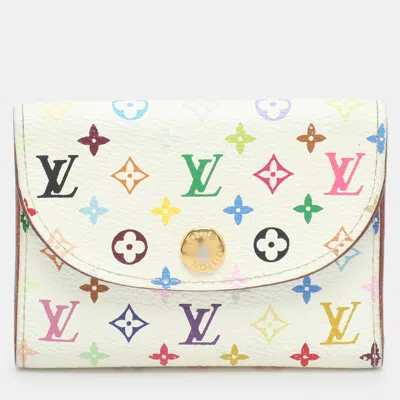 Pre-owned Louis Vuitton White Monogram Multicolore Visite Business Card Holder