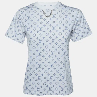 Pre-owned Louis Vuitton White Monogram Print Cotton Chain Detail T-shirt S