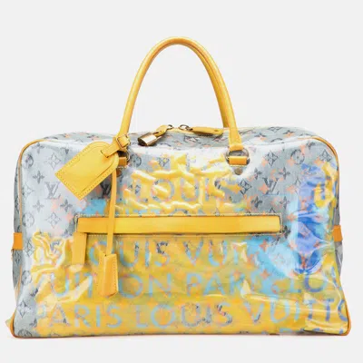 Pre-owned Louis Vuitton White Monogram Pulp Line Weekender Gm Bag