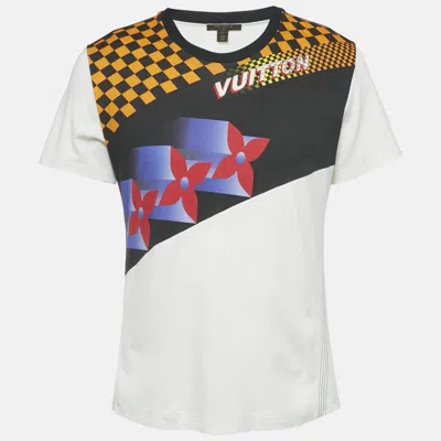 Pre-owned Louis Vuitton White Monogram Race Print Cotton Crewneck T-shirt L