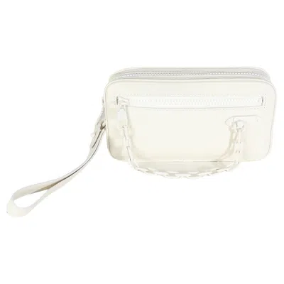Pre-owned Louis Vuitton White Monogram Taurillon Pochette Volga