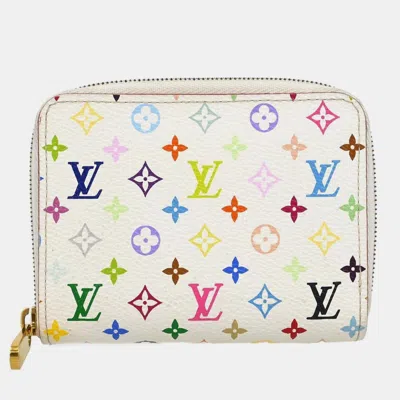 Pre-owned Louis Vuitton White Multicolor Zippy Wallet