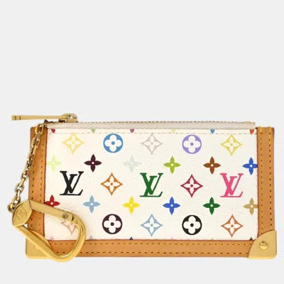 Pre-owned Louis Vuitton White Multicolor Pochette Cles Coin Purse