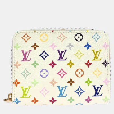 Pre-owned Louis Vuitton White Multicolor Zippy Wallet