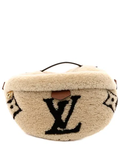 Pre-owned Louis Vuitton White Not Selected Shearling Teddy Bum Bag (authentic Pre-loved)