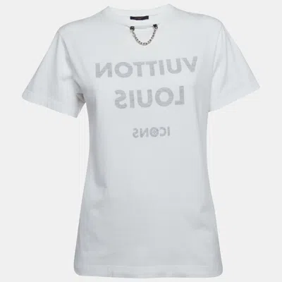Pre-owned Louis Vuitton White Printed Crew Neck T-shirt S