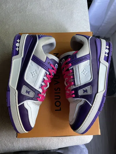 Pre-owned Louis Vuitton White Purple Rose Trainer Sneaker