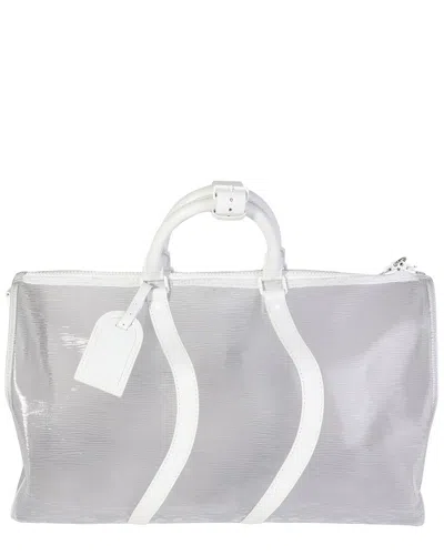 Pre-owned Louis Vuitton White Pvc Epi Wavy Keepall Bandoulière 50 (authentic Pre-loved)