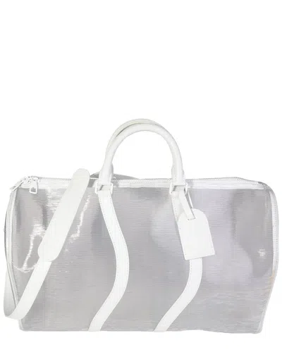 Pre-owned Louis Vuitton White Pvc Epi Wavy Keepall Bandoulière 50 (authentic Pre-loved)