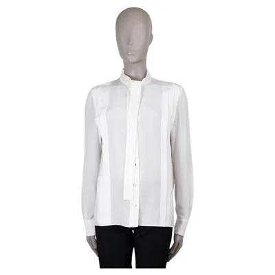 Pre-owned Louis Vuitton White Silk 2019 Pleat Lavalliere Blouse Shirt 36 Xs