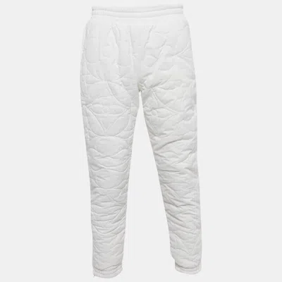 Pre-owned Louis Vuitton White Synthetic Monogram Quilted Trousers Xl