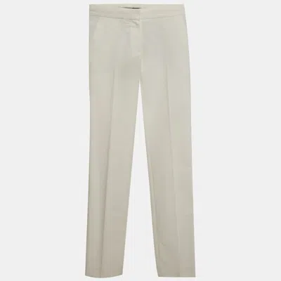 Pre-owned Louis Vuitton White Textured Cotton Trousers S