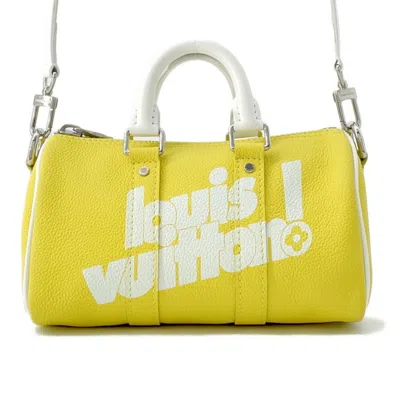 Pre-owned Louis Vuitton White Yellow Leather Handbag Shoulder Bag ()