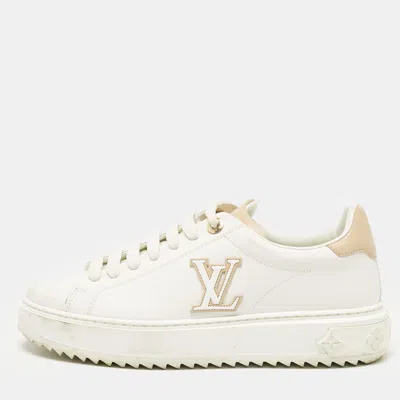 Pre-owned Louis Vuitton White/beige Leather Time Out Sneakers Size 39