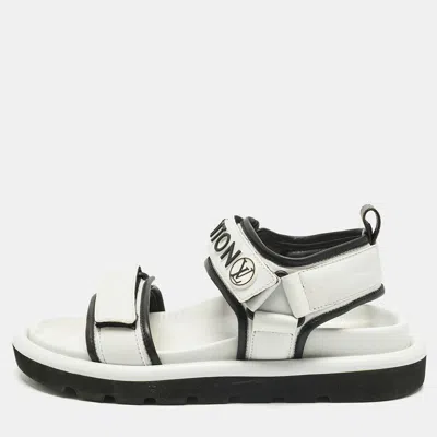 Pre-owned Louis Vuitton White/black Leather Arcade Sandals Size 37