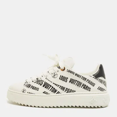 Pre-owned Louis Vuitton White/black Leather Time Out Sneakers Size 38