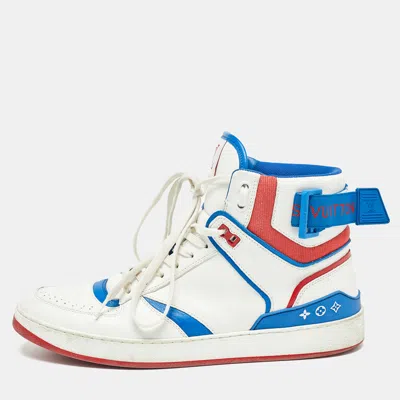 Pre-owned Louis Vuitton White/blue Leather Trainers High Sneakers Size 41
