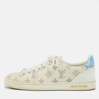 Pre-owned Louis Vuitton White/blue Monogram Technical Mesh Frontrow Sneakers Size 39