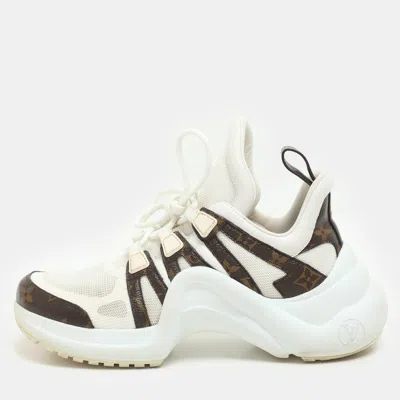 Pre-owned Louis Vuitton White/brown Mesh And Monogram Coated Canvas Archlight Low-top Sneakers Size 37.5
