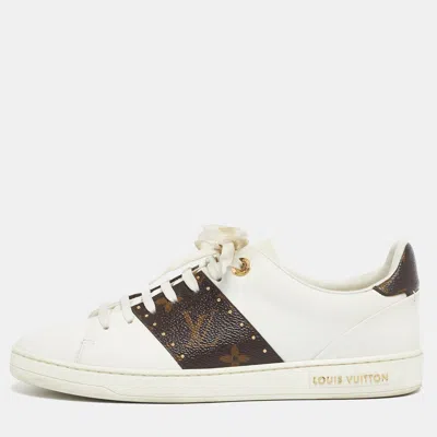 Pre-owned Louis Vuitton White/brown Monogram Canvas And Leather Frontrow Low-top Sneakers Size 38
