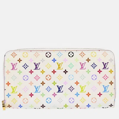 Pre-owned Louis Vuitton White/multicolor Zippy Wallet