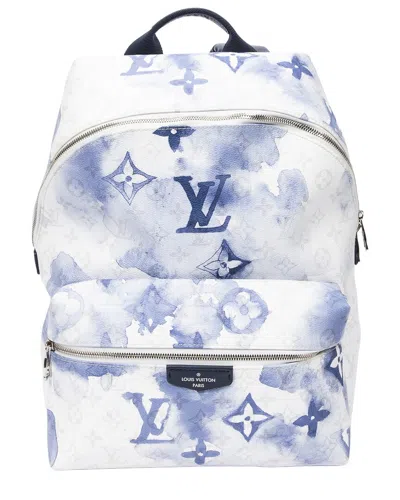 Pre-owned Louis Vuitton White/navy Monogram Watercolor Discovery Backpack (authentic  Pre-loved) In Blue