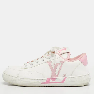 Pre-owned Louis Vuitton White/pink Leather Charlie Low Top Sneakers Size 37