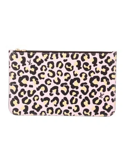 Pre-owned Louis Vuitton Wild At Heart Canvas Neverfull Pouch In Pink
