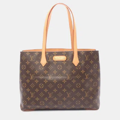 Pre-owned Louis Vuitton Wilsher Mm Shoulder Tote Bag Monogram Canvas Brown