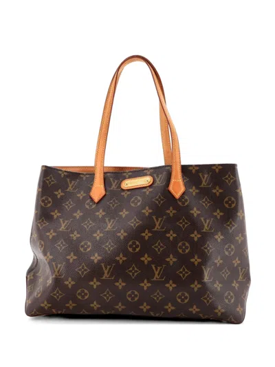 Pre-owned Louis Vuitton Wilshire Handbag Monogram Canvas Mm Tote Bag In Brown