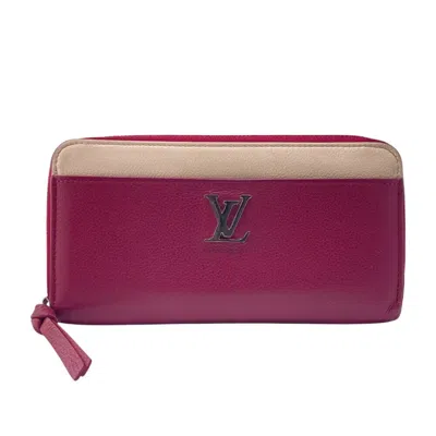 Pre-owned Louis Vuitton Wine Leather Long Wallet (bi-fold) () In Burgundy