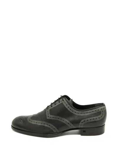 Pre-owned Louis Vuitton Wing Tips Leather Oxford Shoes In Black