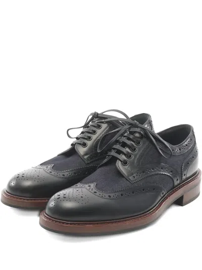 Pre-owned Louis Vuitton Wingtip Leather Derby Shoes In Black
