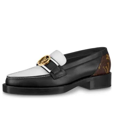 Pre-owned Louis Vuitton (wmns)  Academy Flat Loafers 'black With Monogram Back'