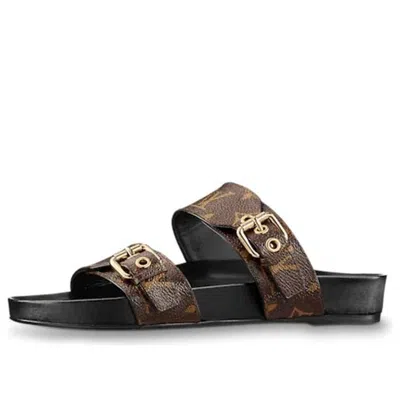 Pre-owned Louis Vuitton (wmns)  Bom Dia Flat Mules 'brown Logo Monogram'