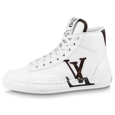 Pre-owned Louis Vuitton (wmns)  Charlie Ankle Sneakers 'white With Side Brown Logo'