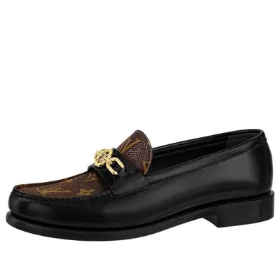 Pre-owned Louis Vuitton (wmns)  Chess Flat Loafers 'black With Brown Monogram'