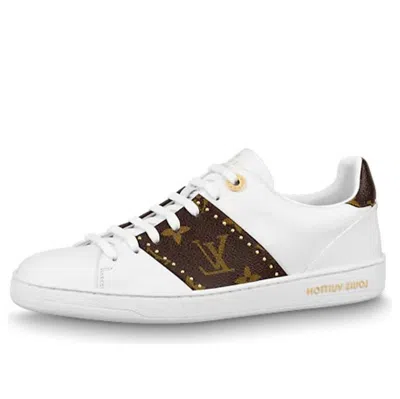 Pre-owned Louis Vuitton (wmns)  Frontrow Sneakers 'white With Brown Monogram' In Multi