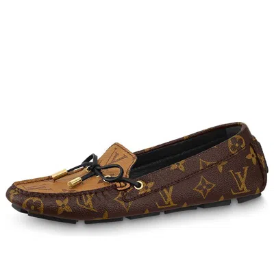 Pre-owned Louis Vuitton (wmns)  Gloria Flat Loafers 'brown Monogram With Black' In Multi