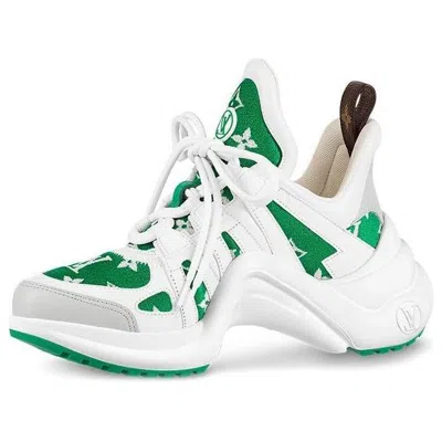 Pre-owned Louis Vuitton (wmns)  Lv Archlight Trainers 'white With Green Monogram'