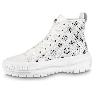 Pre-owned Louis Vuitton (wmns)  Lv Squad Ankle Sneakers 'white With Crystal Monogram' In Multi