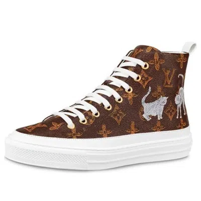 Pre-owned Louis Vuitton (wmns)  Lv Stellar High-top Sneakers Brown In Multi