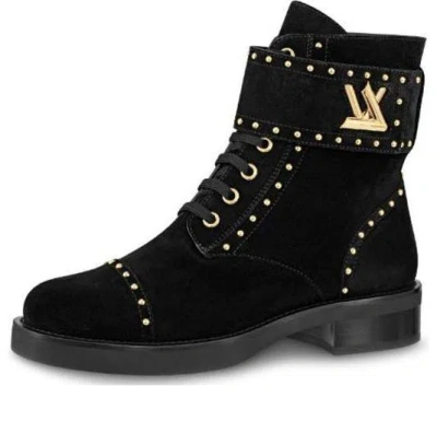 Pre-owned Louis Vuitton (wmns)  Lv Wonderland Flat Black Velvet Small Cowhide Gold Silver