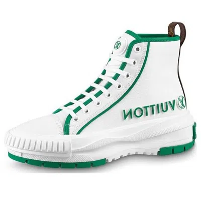 Pre-owned Louis Vuitton (wmns)  Squad Ankle Sneakers 'white Green' In Multi