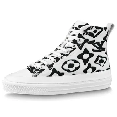 Pre-owned Louis Vuitton (wmns)  Stellar Ankle Sneakers 'white With Black Monogram' In Multi
