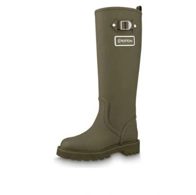 Pre-owned Louis Vuitton (wmns)  Territory Flat High Boots 'olive Green'
